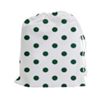 Polka Dots - Forest Green on White Drawstring Pouch (XXl)