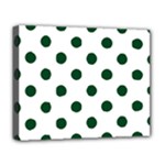 Polka Dots - Forest Green on White Deluxe Canvas 20  x 16  (Stretched)