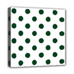 Polka Dots - Forest Green on White Mini Canvas 8  x 8  (Stretched)