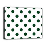 Polka Dots - Forest Green on White Canvas 14  x 11  (Stretched)