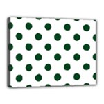 Polka Dots - Forest Green on White Canvas 16  x 12  (Stretched)