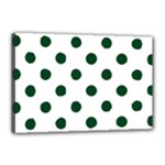 Polka Dots - Forest Green on White Canvas 18  x 12  (Stretched)