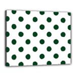 Polka Dots - Forest Green on White Canvas 20  x 16  (Stretched)