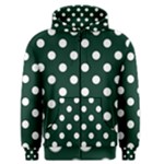 Polka Dots - White on Deep Green Men s Zipper Hoodie