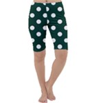 Polka Dots - White on Deep Green Cropped Leggings