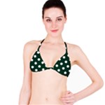 Polka Dots - White on Deep Green Bikini Top