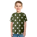 Polka Dots - White on Army Green Kid s Sport Mesh Tee