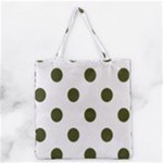 Polka Dots - Army Green on White Grocery Tote Bag