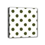 Polka Dots - Army Green on White Mini Canvas 4  x 4  (Stretched)