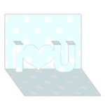 Polka Dots - White on Bubbles Cyan I Love You 3D Greeting Card (7x5)