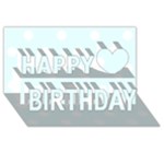 Polka Dots - White on Bubbles Cyan Happy Birthday 3D Greeting Card (8x4)