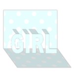 Polka Dots - White on Bubbles Cyan GIRL 3D Greeting Card (7x5)