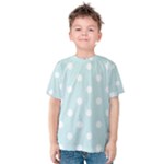 Polka Dots - White on Light Cyan Kid s Cotton Tee