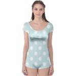 Polka Dots - White on Light Cyan Boyleg Leotard (Ladies)