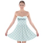 Polka Dots - White on Light Cyan Strapless Bra Top Dress