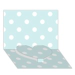 Polka Dots - White on Light Cyan Heart Bottom 3D Greeting Card (7x5)