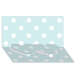 Polka Dots - White on Light Cyan Twin Heart Bottom 3D Greeting Card (8x4)