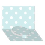 Polka Dots - White on Light Cyan Circle Bottom 3D Greeting Card (7x5)