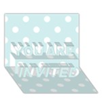 Polka Dots - White on Light Cyan YOU ARE INVITED 3D Greeting Card (7x5)