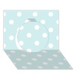 Polka Dots - White on Light Cyan Circle 3D Greeting Card (7x5)