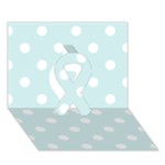 Polka Dots - White on Light Cyan Ribbon 3D Greeting Card (7x5)