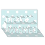 Polka Dots - White on Light Cyan Best Wish 3D Greeting Card (8x4)