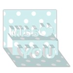 Polka Dots - White on Light Cyan Miss You 3D Greeting Card (7x5)