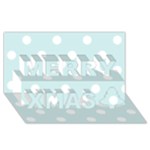 Polka Dots - White on Light Cyan Merry Xmas 3D Greeting Card (8x4)