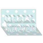 Polka Dots - White on Light Cyan Happy New Year 3D Greeting Card (8x4)