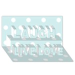 Polka Dots - White on Light Cyan Laugh Live Love 3D Greeting Card (8x4)