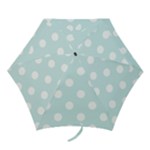 Polka Dots - White on Light Cyan Mini Umbrella