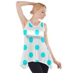 Polka Dots - Aqua Cyan on White Side Drop Tank Tunic