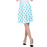 Polka Dots - Aqua Cyan on White A-Line Skirt