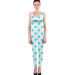 Polka Dots - Aqua Cyan on White OnePiece Catsuit