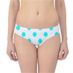 Polka Dots - Aqua Cyan on White Hipster Bikini Bottoms