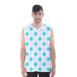 Polka Dots - Aqua Cyan on White Men s Basketball Tank Top