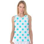 Polka Dots - Aqua Cyan on White Women s Basketball Tank Top