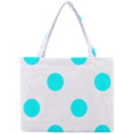 Polka Dots - Aqua Cyan on White Mini Tote Bag