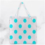 Polka Dots - Aqua Cyan on White Grocery Tote Bag