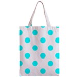 Polka Dots - Aqua Cyan on White Zipper Classic Tote Bag