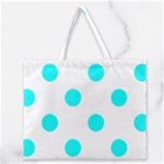 Polka Dots - Aqua Cyan on White Zipper Large Tote Bag