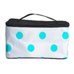 Polka Dots - Aqua Cyan on White Cosmetic Storage Case