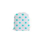 Polka Dots - Aqua Cyan on White Drawstring Pouch (XS)