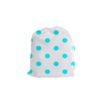 Polka Dots - Aqua Cyan on White Drawstring Pouch (S)