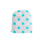 Polka Dots - Aqua Cyan on White Drawstring Pouch (M)