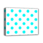 Polka Dots - Aqua Cyan on White Deluxe Canvas 14  x 11  (Stretched)