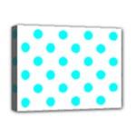 Polka Dots - Aqua Cyan on White Deluxe Canvas 16  x 12  (Stretched)