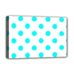 Polka Dots - Aqua Cyan on White Deluxe Canvas 18  x 12  (Stretched)