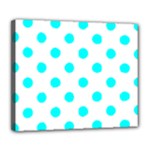 Polka Dots - Aqua Cyan on White Deluxe Canvas 24  x 20  (Stretched)