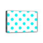 Polka Dots - Aqua Cyan on White Mini Canvas 6  x 4  (Stretched)